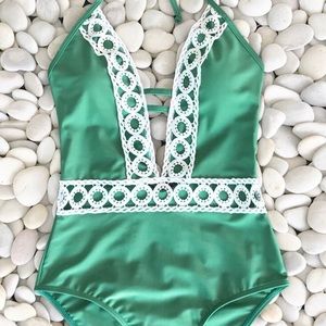 Forest green halter One piece swimsuit BRAND NEW